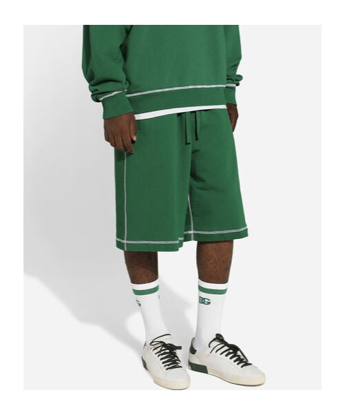 Dolce & Gabbana Logo-embroidered Jersey Track Shorts In Green
