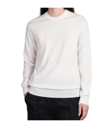 Jil Sander Crew Neck Pullover Sweater In White