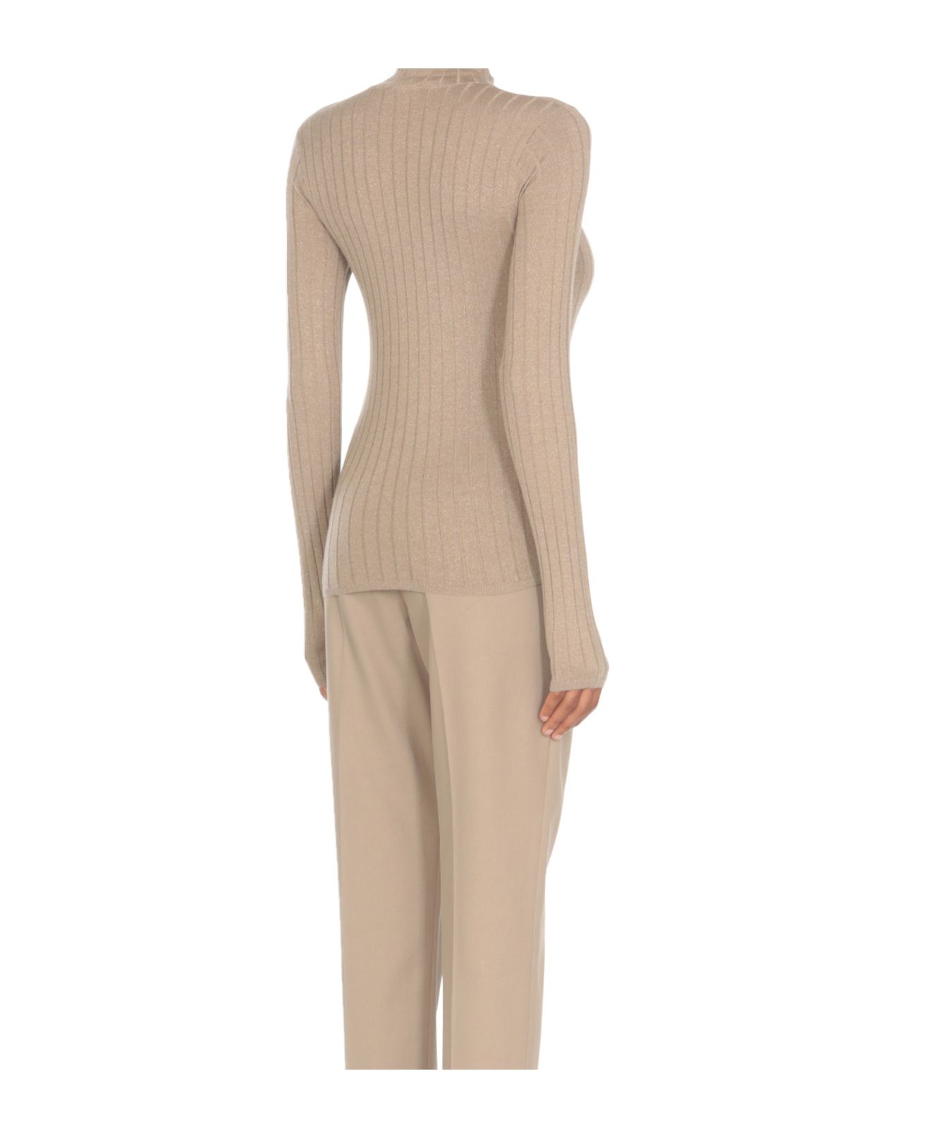 Brunello Cucinelli Cashmere Blend Glitter Crewneck Sweater In Nude