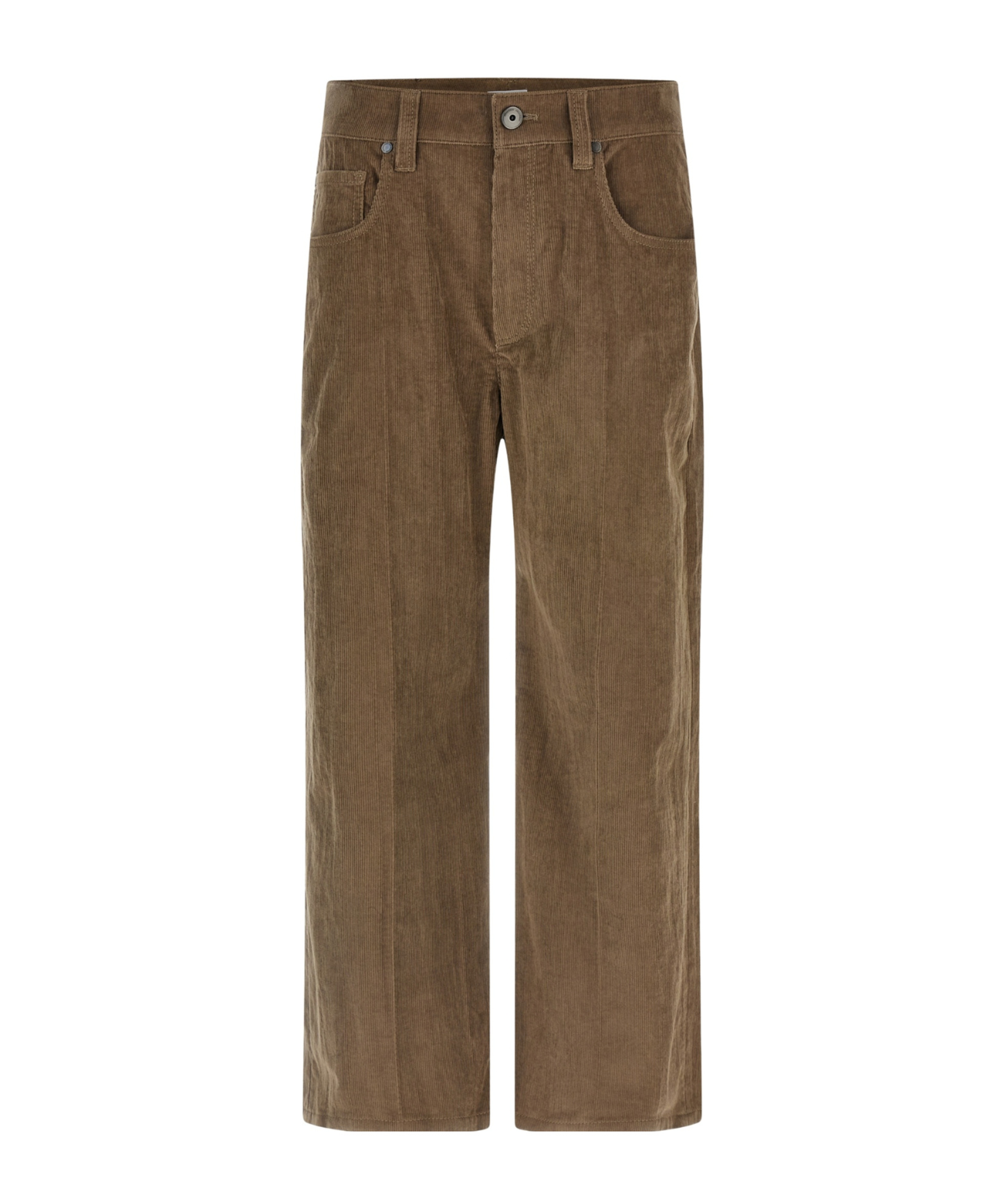 Brunello Cucinelli Straight Leg Corduroy Trousers Featuring Pockets In Brown