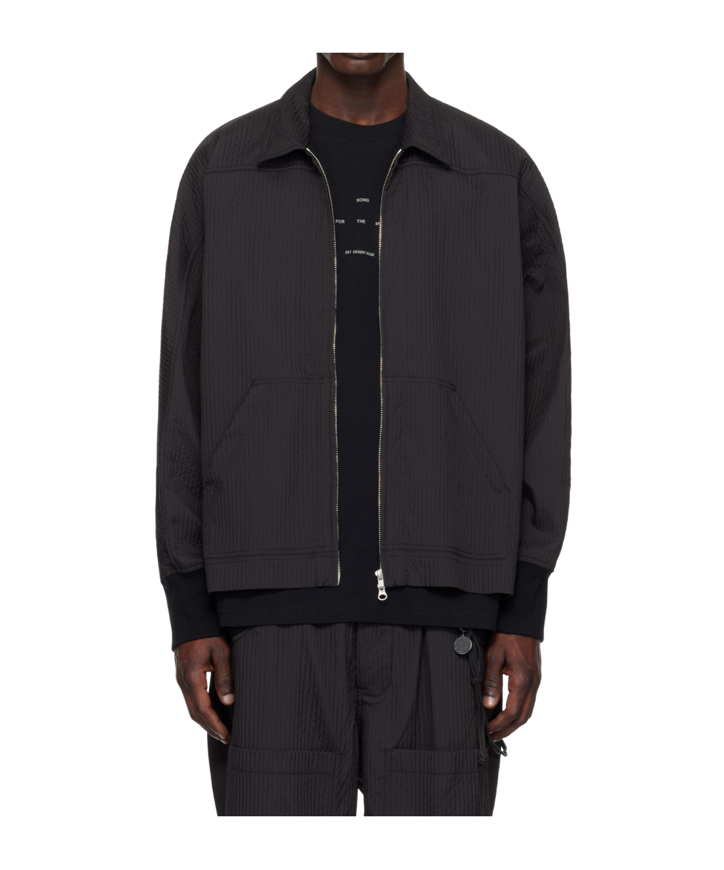 Song For The Mute Black Quilted Track Jacket In Black
