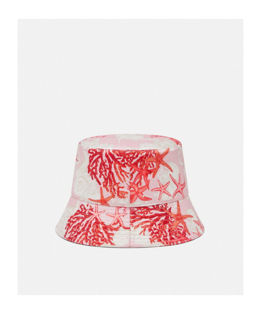 Versace Printed Canvas Bucket Hat In White