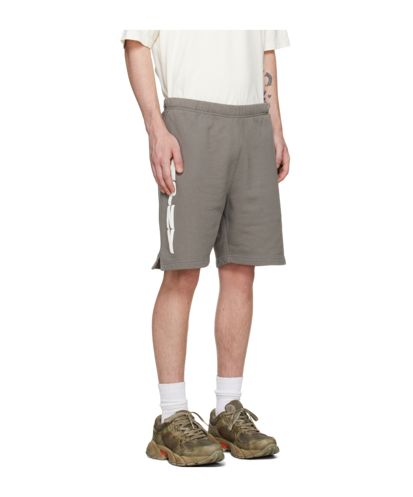 Heron Preston Logo Printed Shorts In Gray