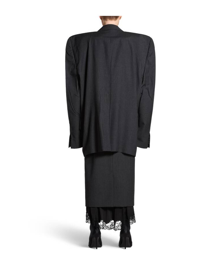 Balenciaga Striped Buttoned Blazer In Black