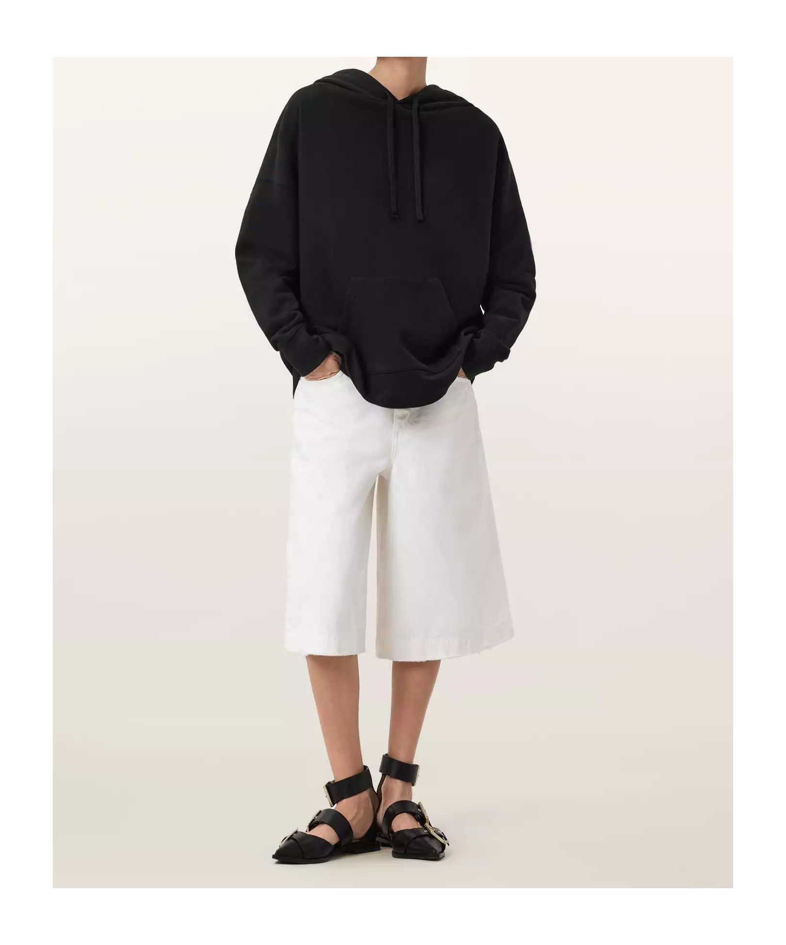 Allsaints Etti Drawstring Hoodie In Black