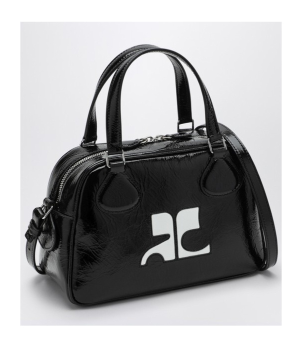 Courrèges Reedition Bowling Leather Bag In Black