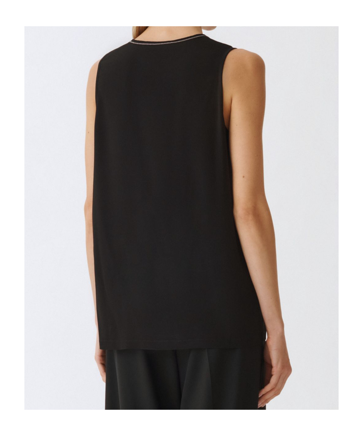 Shop Fabiana Filippi Sable' Filo Diamante V-neck Top In Black