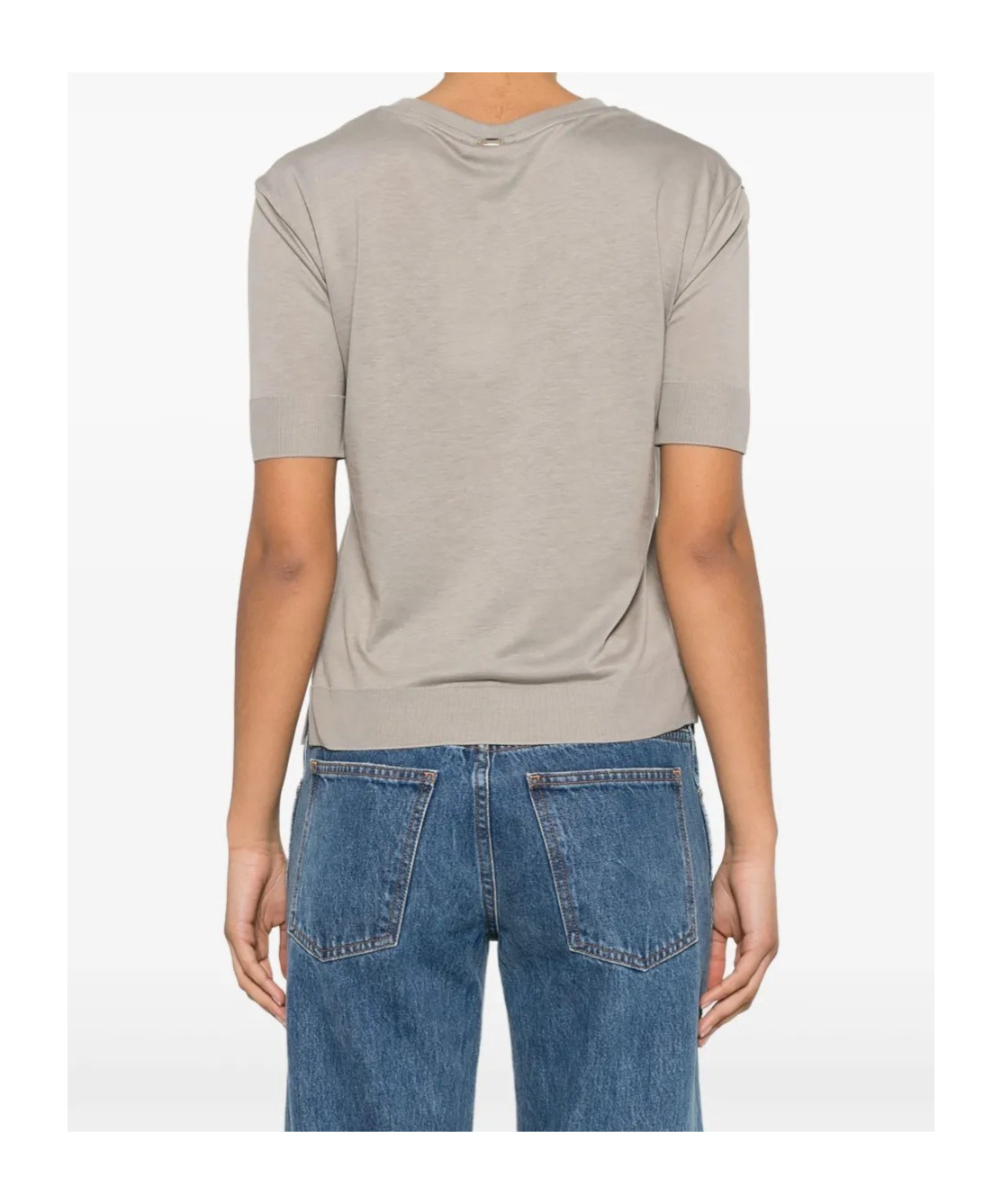 Herno Side-slit T-shirt In Neutral