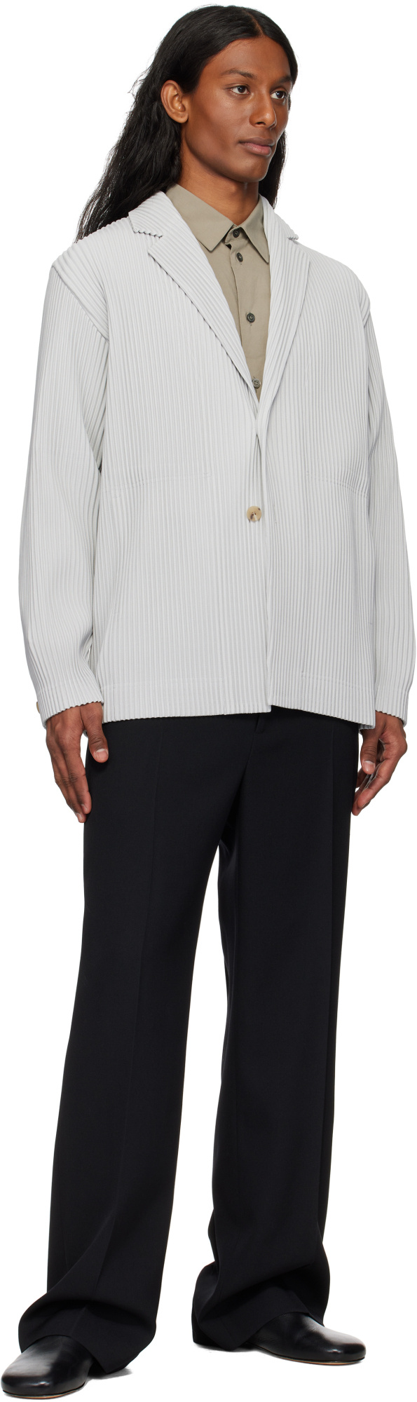 ISSEY MIYAKE PLEATED SINGLE-BREASTED BLAZER
