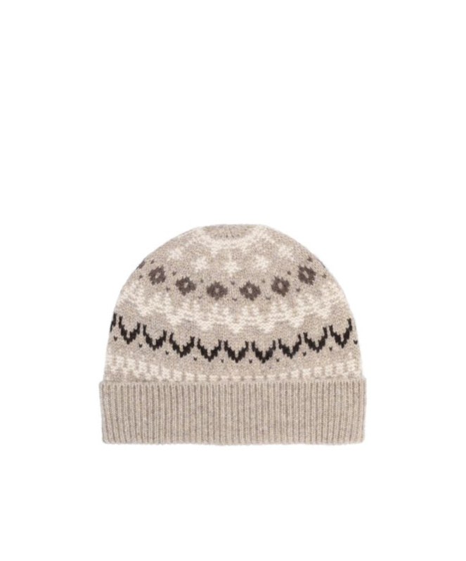 Loro Piana Alpe Pile Fair Isle Cashmere Beanie In Nude