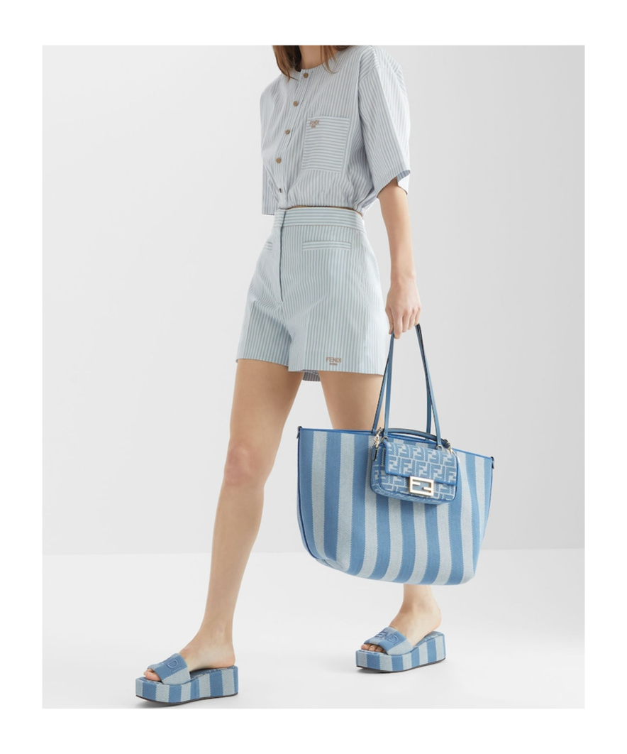 Fendi Women's Striped Cotton And Silk Shirt In White