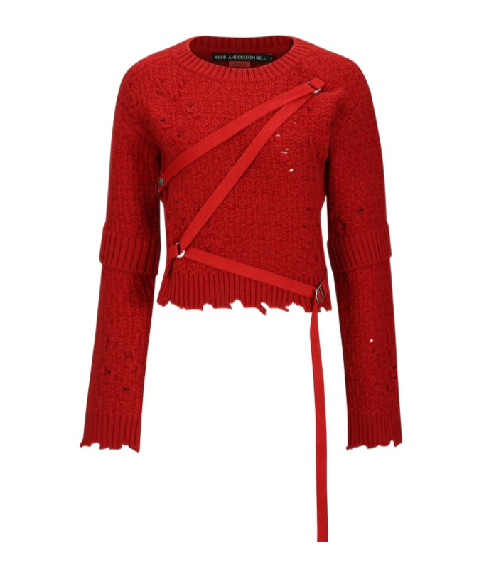 Andersson Bell Nora Strap Sweater In Scarlet