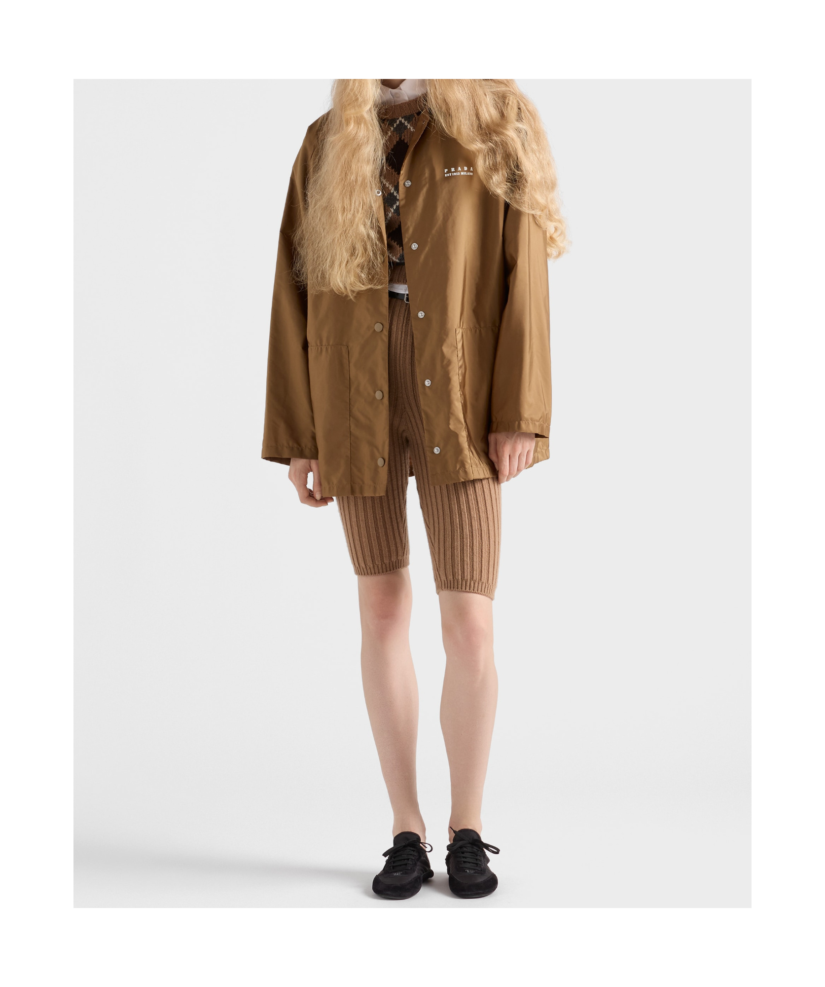 Prada Lightweight Re-nylon Blouson Jacket In Brown