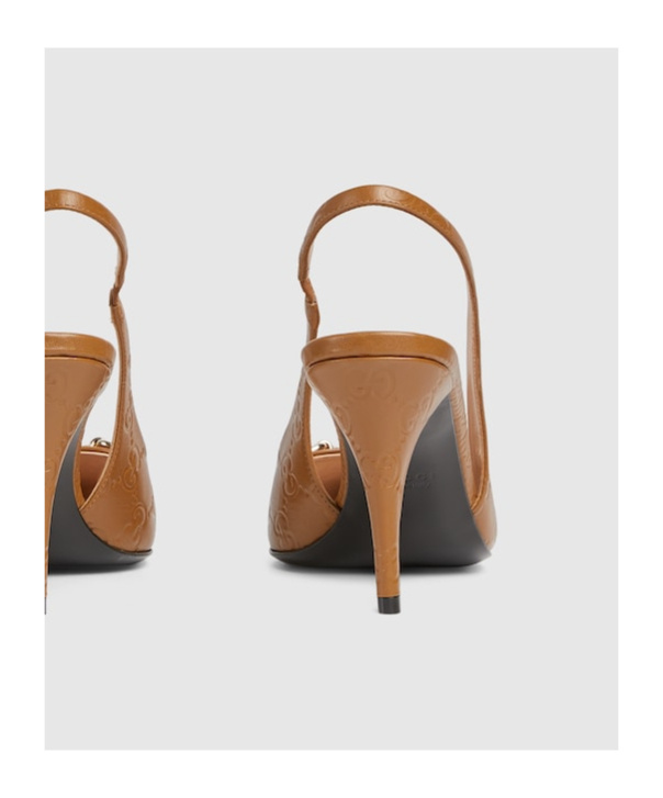 Gucci Horse Title Button High-heeled Sandals In Brown