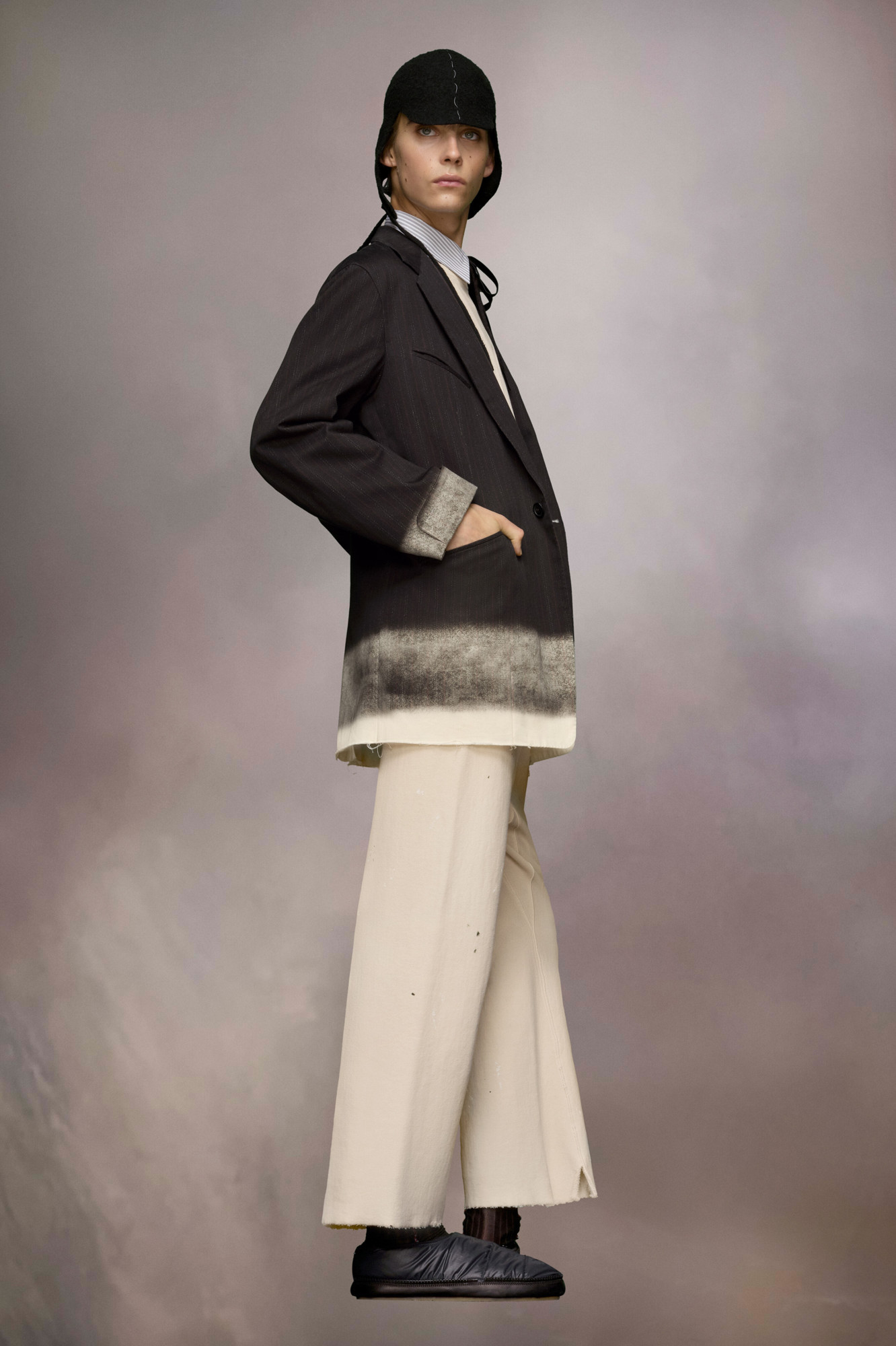 Maison Margiela Pendleton Pinstripe Blazer In Black