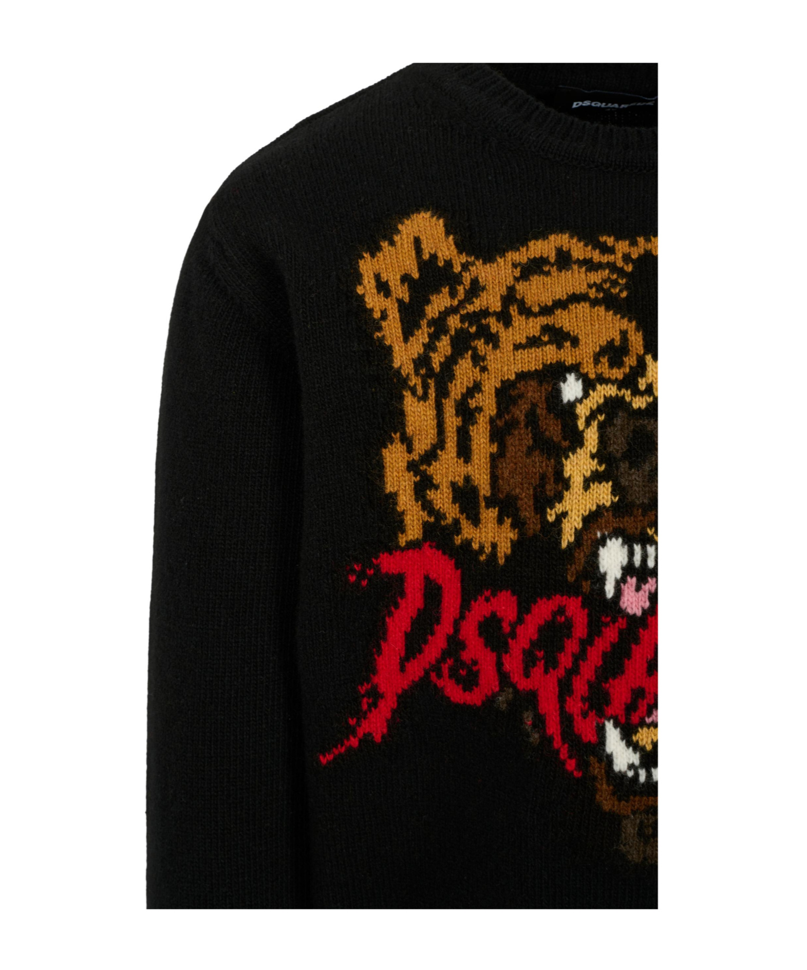 Dsquared2 Kids Logo Inatrsia-knit Crewneck Jumper In Black