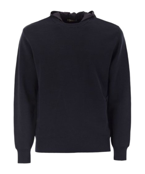 Herno Resort Double Cotton Knit And Nylon Hoodie In Black