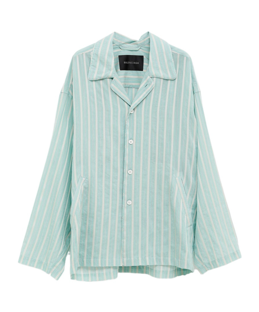 Balenciaga Striped Shirt In Blue