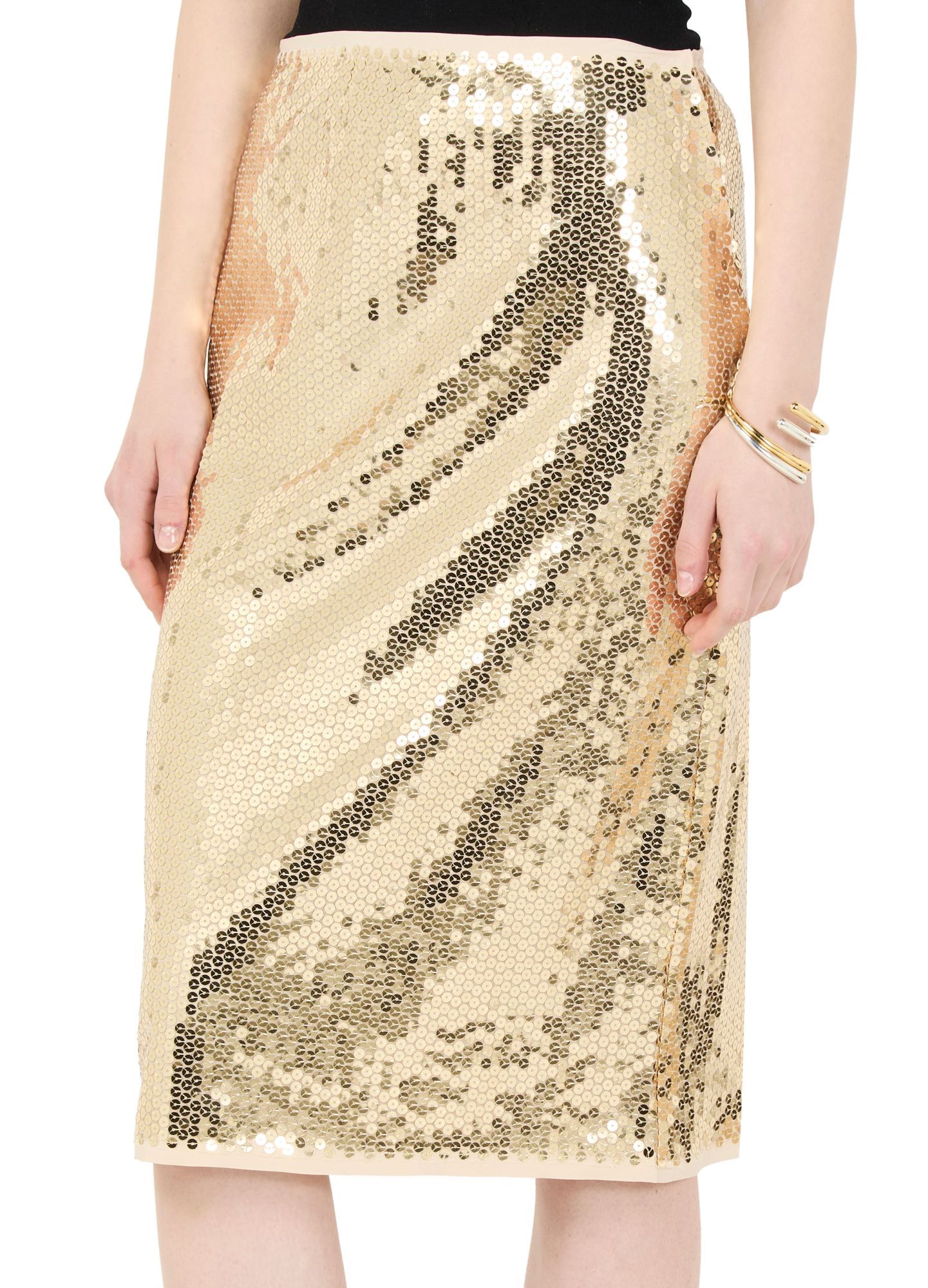 Prada Sequined Embroidered Skirt In Nude