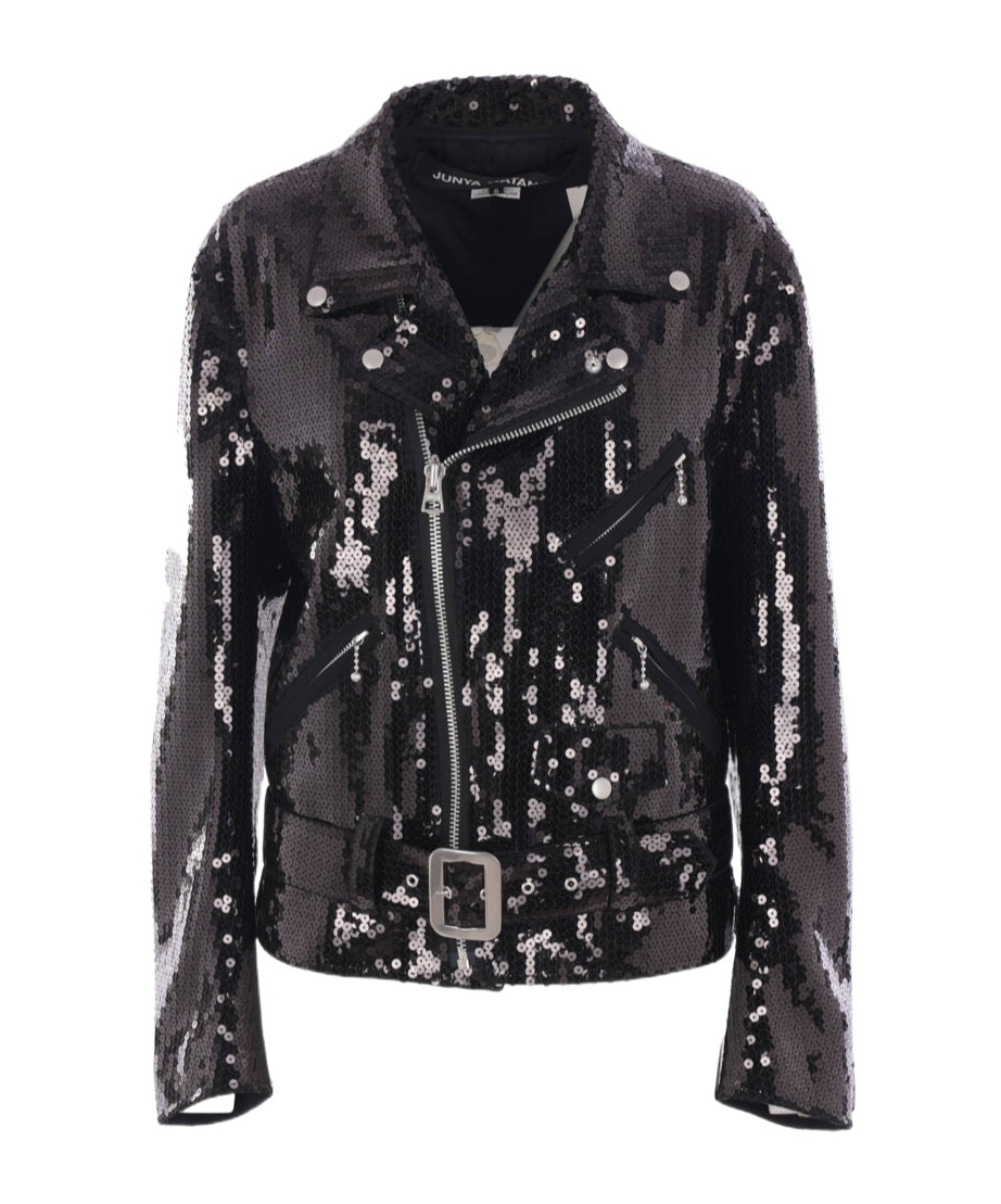 Junya Watanabe Waist Belted Lapels Sequin Silver Zipper