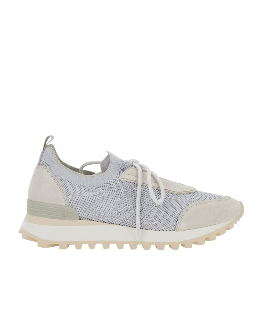 Eleventy Grey Sneakers With Knitted Upper And Chunky Sole In White