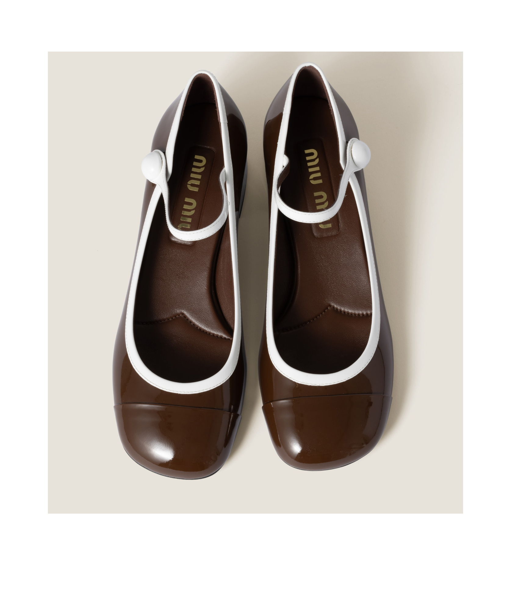 Shop Miu Miu Two-tone Patent Leather Mary Jane Pumps In Red Sandalwood/white
