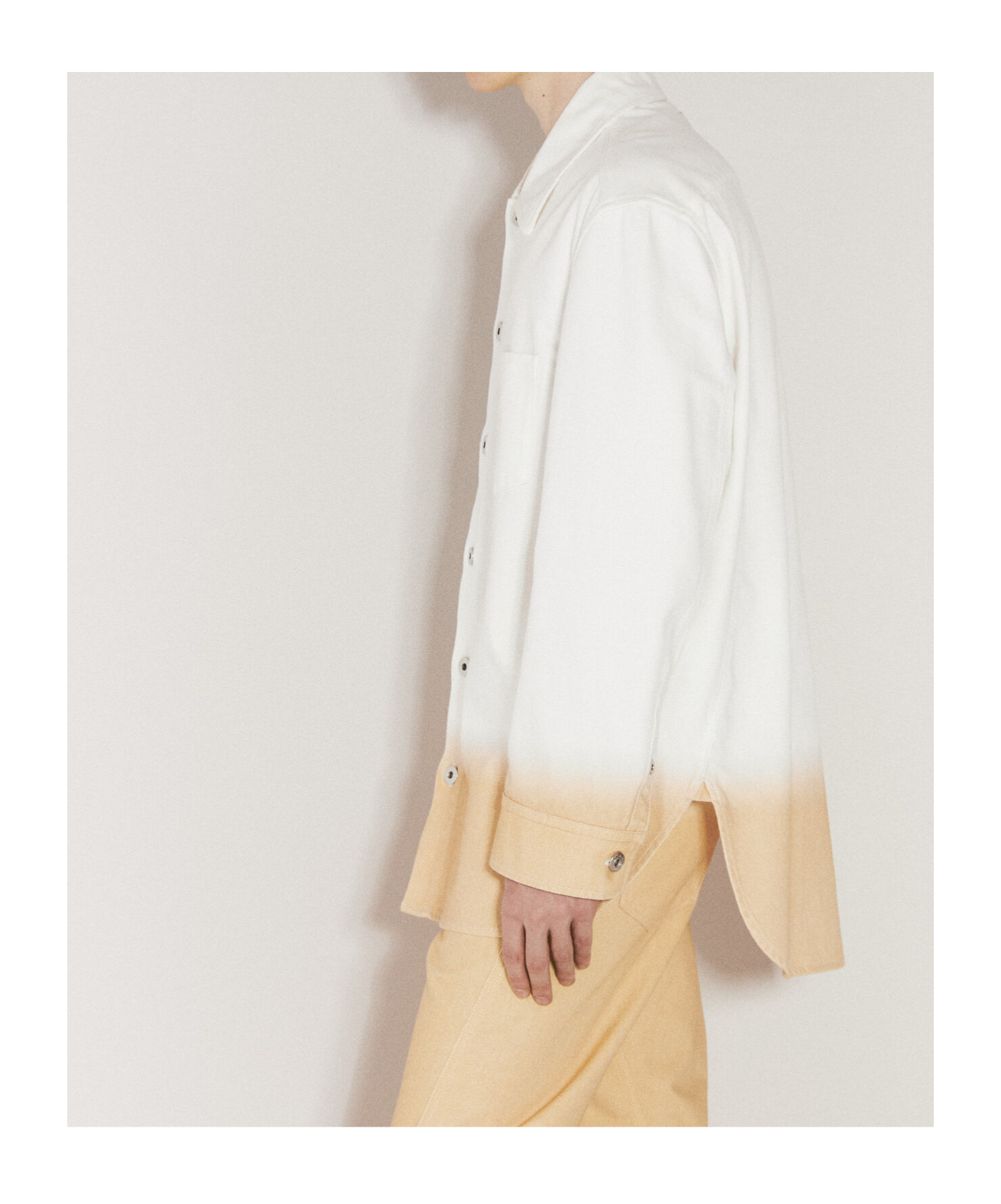Lanvin Gradient Effect Curved Hem Shirt In White