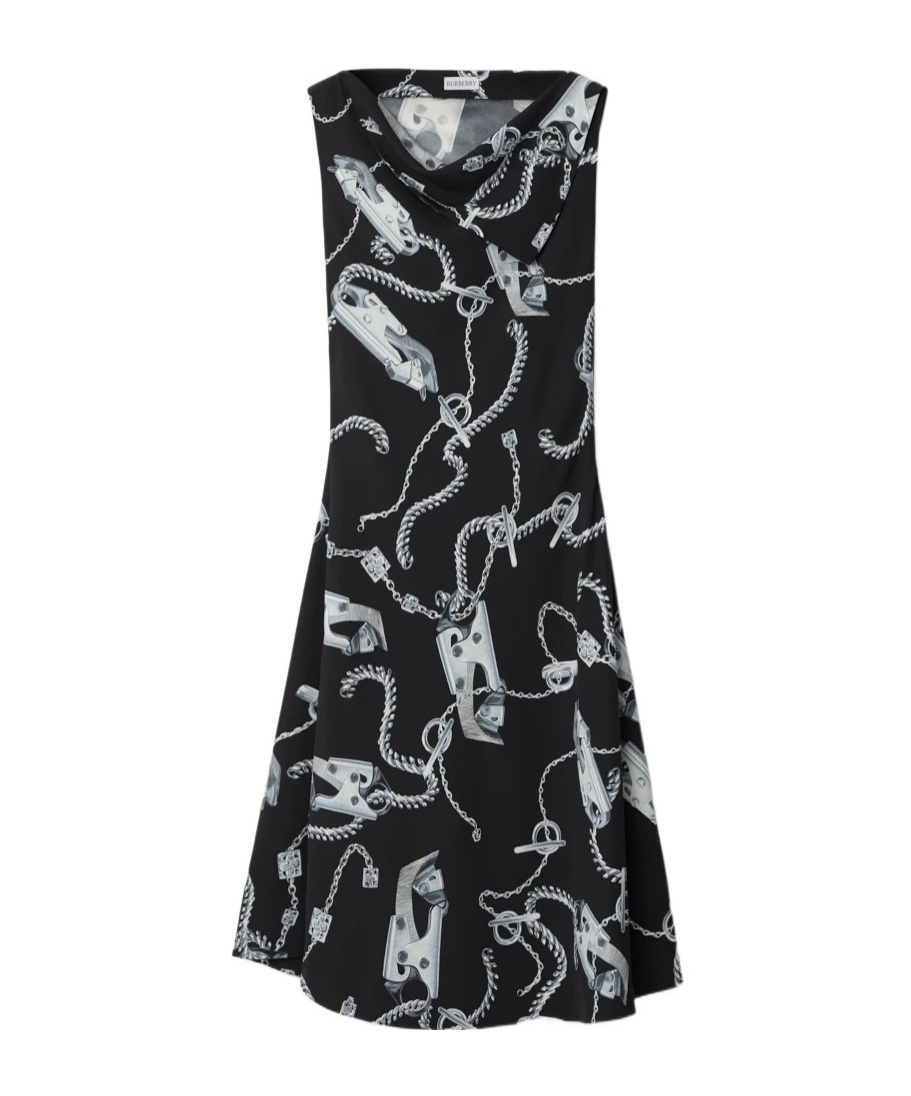 Burberry Knight Hardware Flared Dress In Black