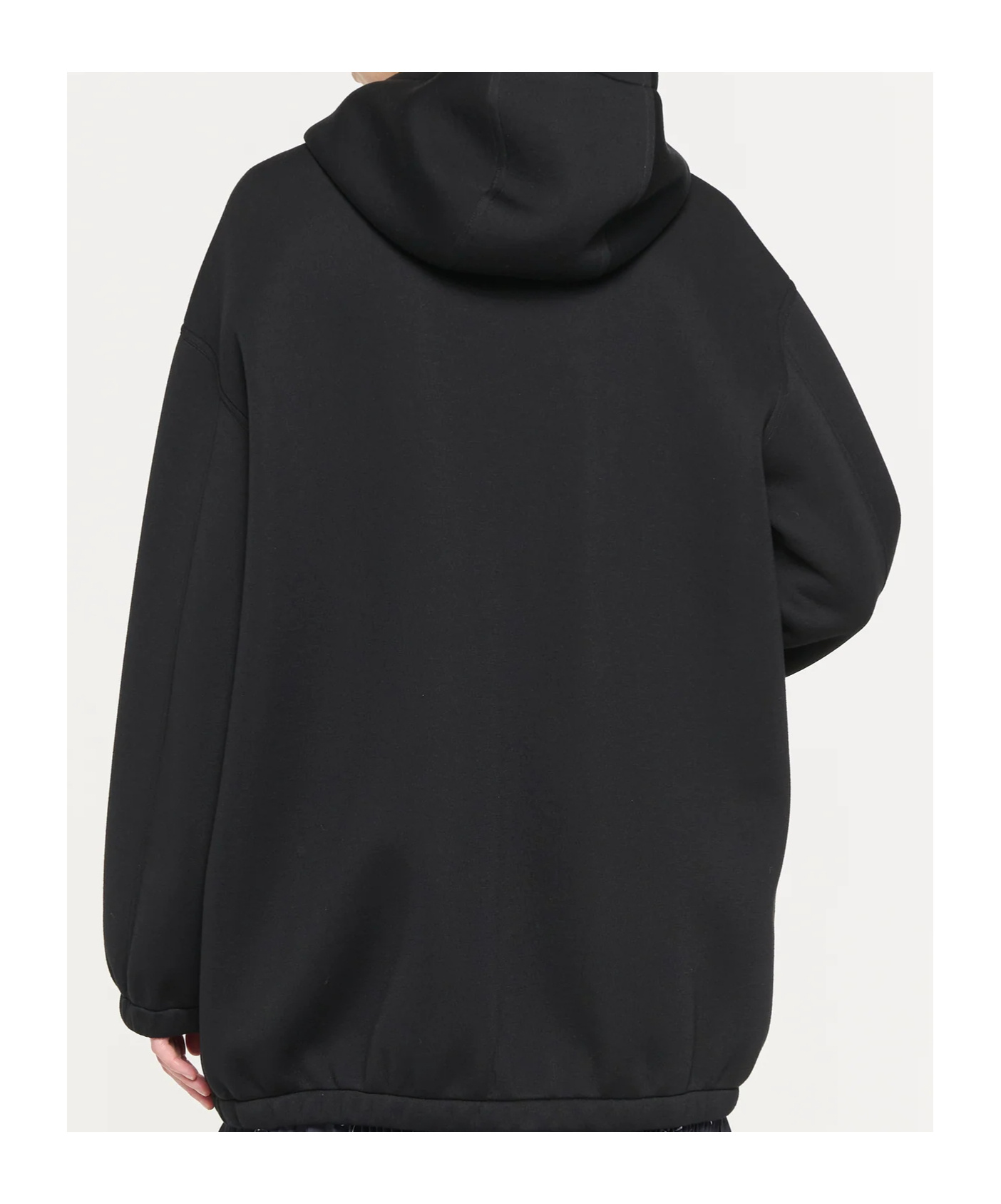 Plan C Black Scuba Hooded Jacket In Black