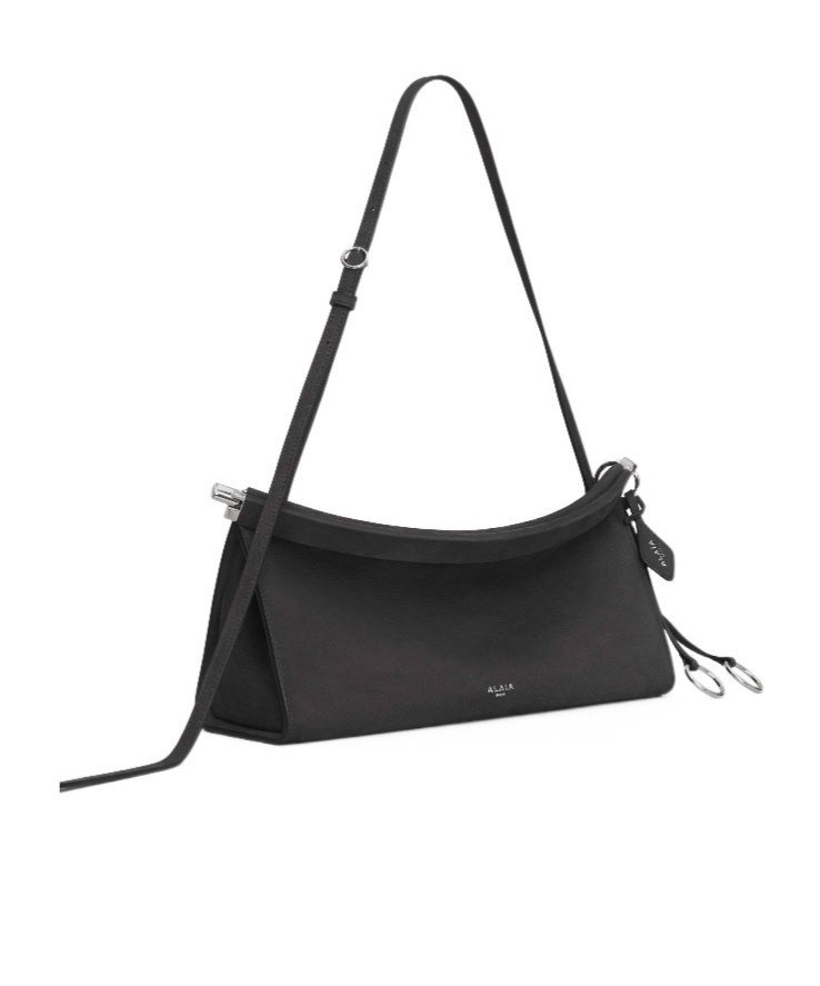 Alaïa Anthracite Gray Nubuck Medium Le Click East West Bag In Gray