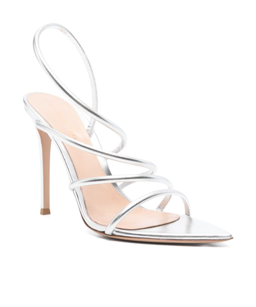 Gianvito Rossi Ettie 105 Stiletto Heel In Silk Silver In Metallic
