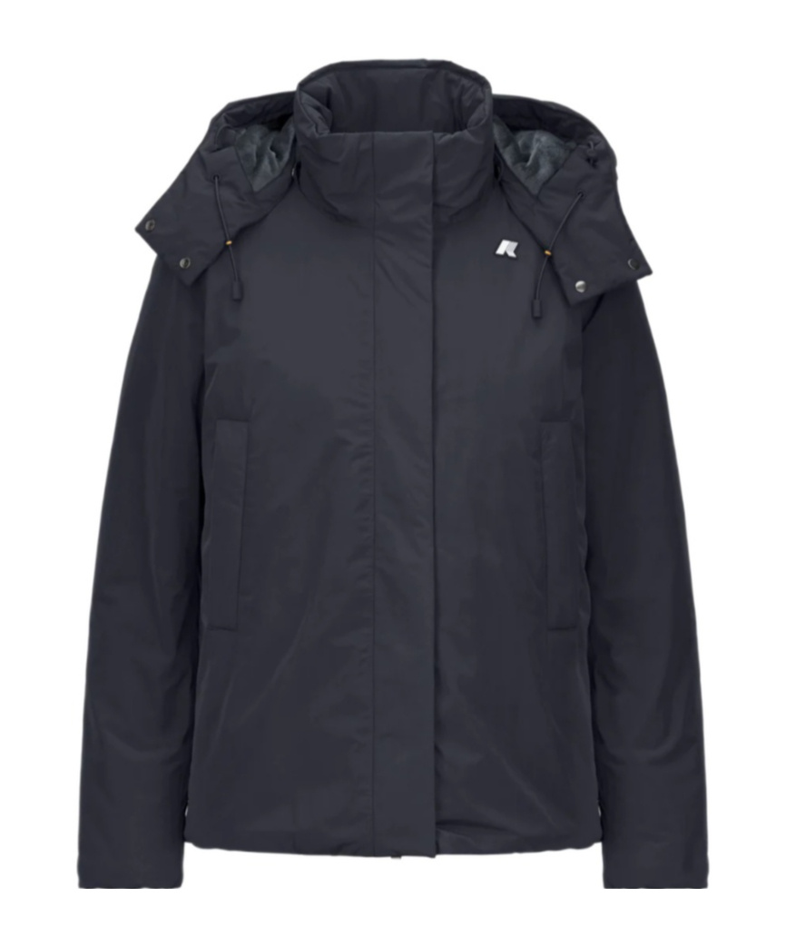 K-way Blue Women's Short Jacket With Primaloft Insulation And Hood In Black