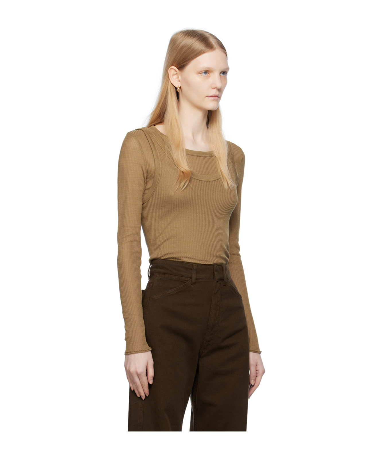 Lemaire T-shirt With Round Neck And Long Sleeves In Black