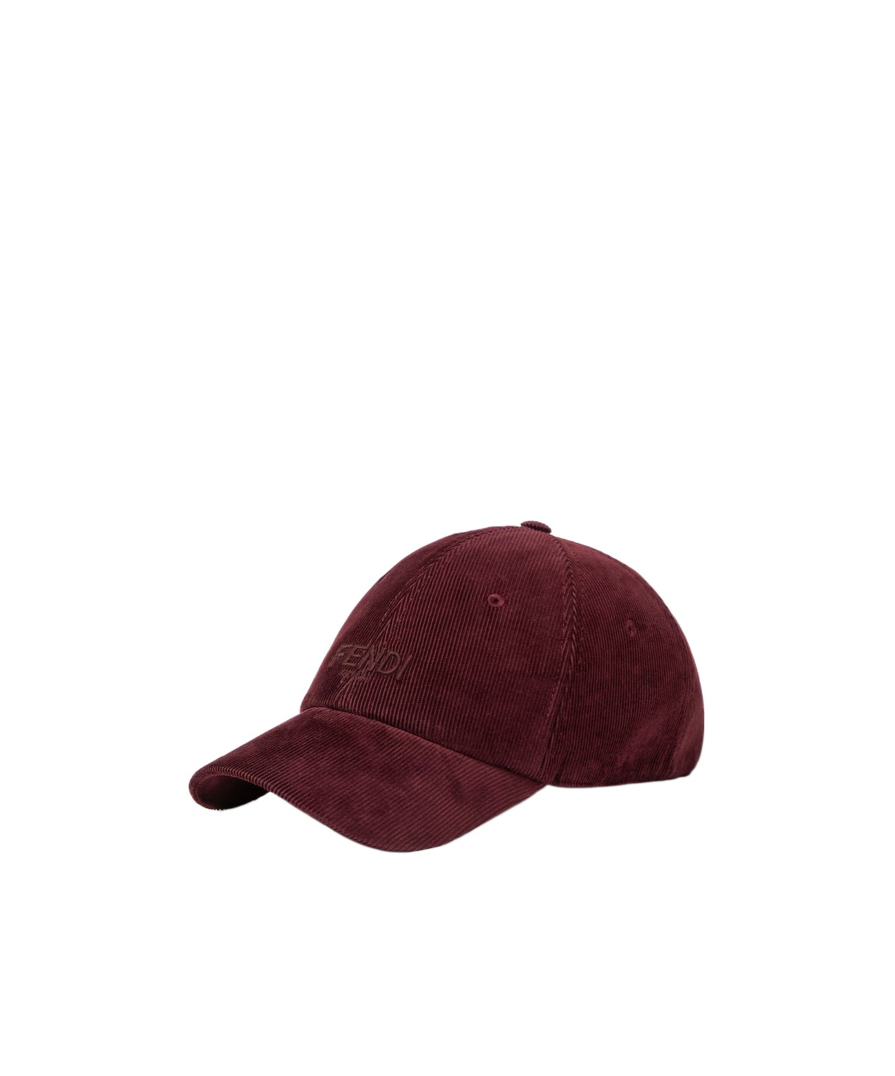Fendi Burgundy Corduroy Baseball Cap In Brown