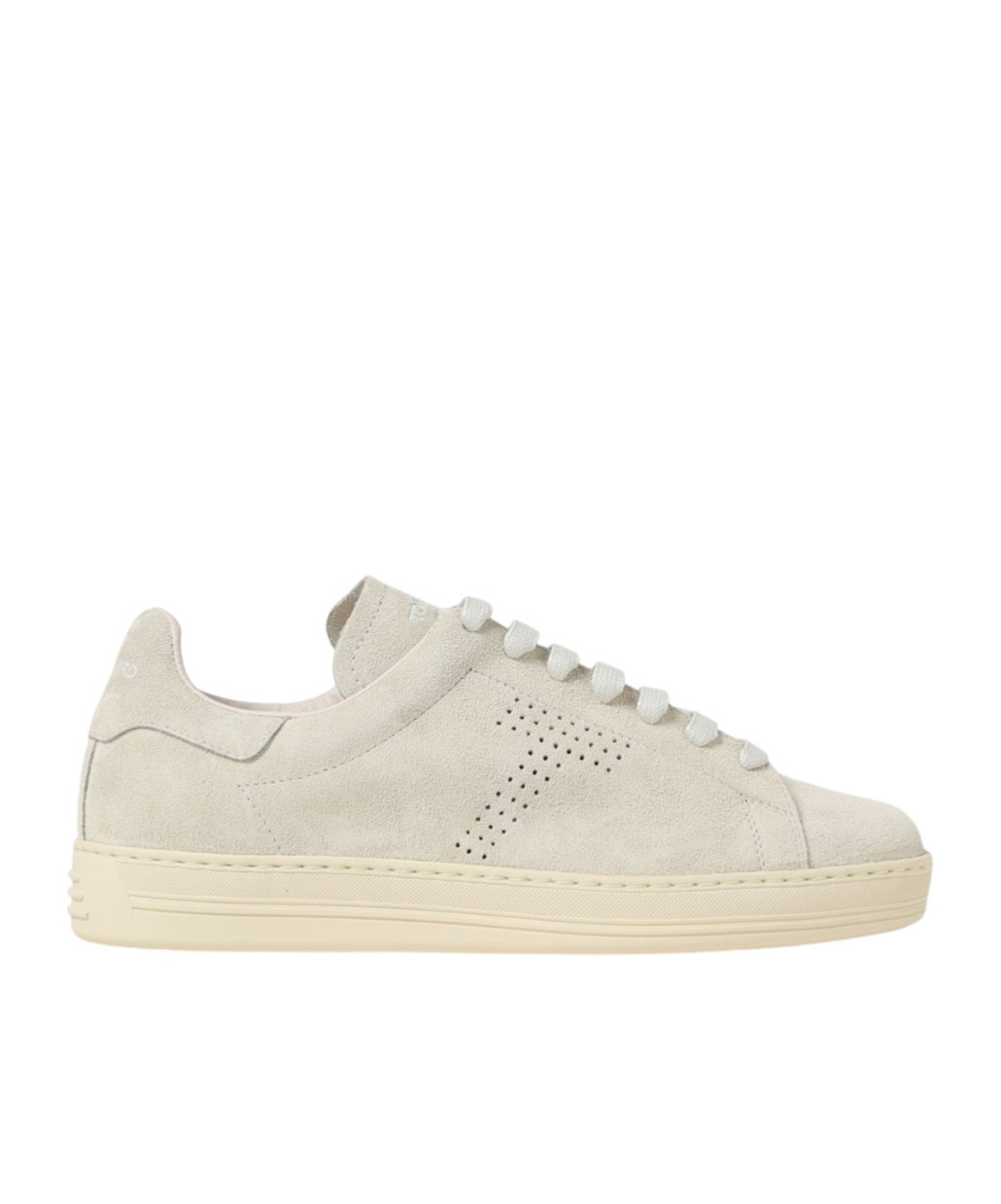 Tom Ford Leather Warwick Sneakers Rubber Sole Perforated Detailing In Nude