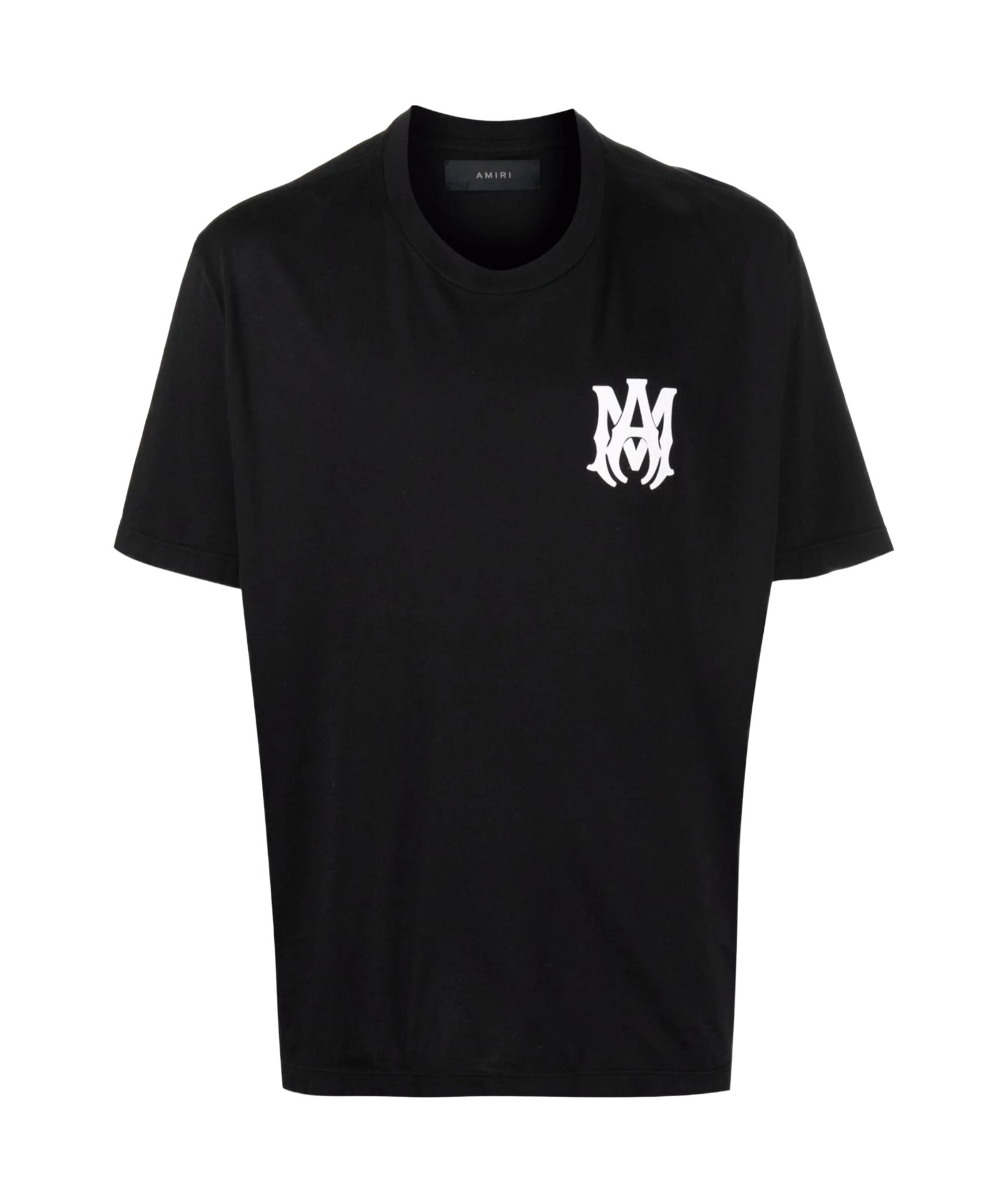 Amiri Black Crewneck T-shirt With Logo Print On The Front And Logo Lettering On The Rear In Cotton Man