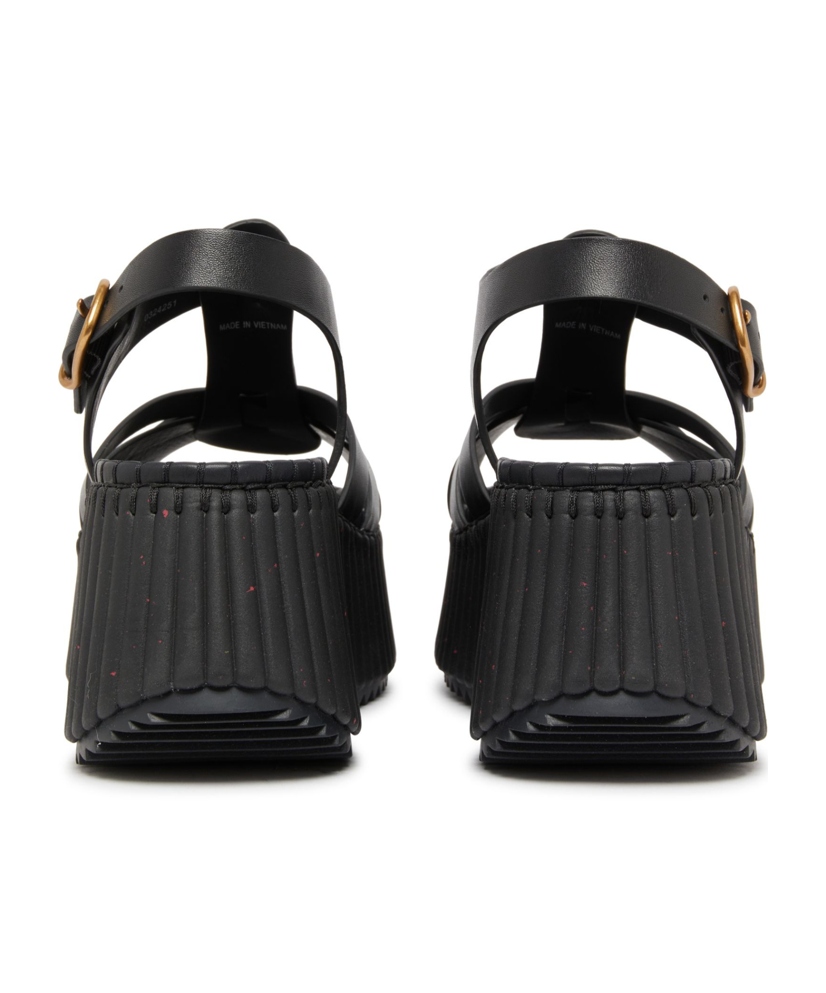 Chloé Leather Strappy Platform Wedge Sandals In Black