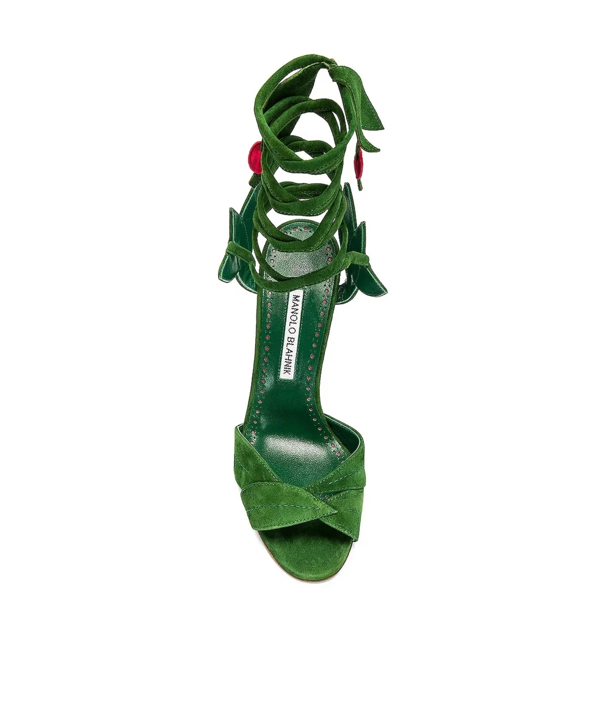 Manolo Blahnik Ossie 105mm Suede Lace-up Sandals In Green