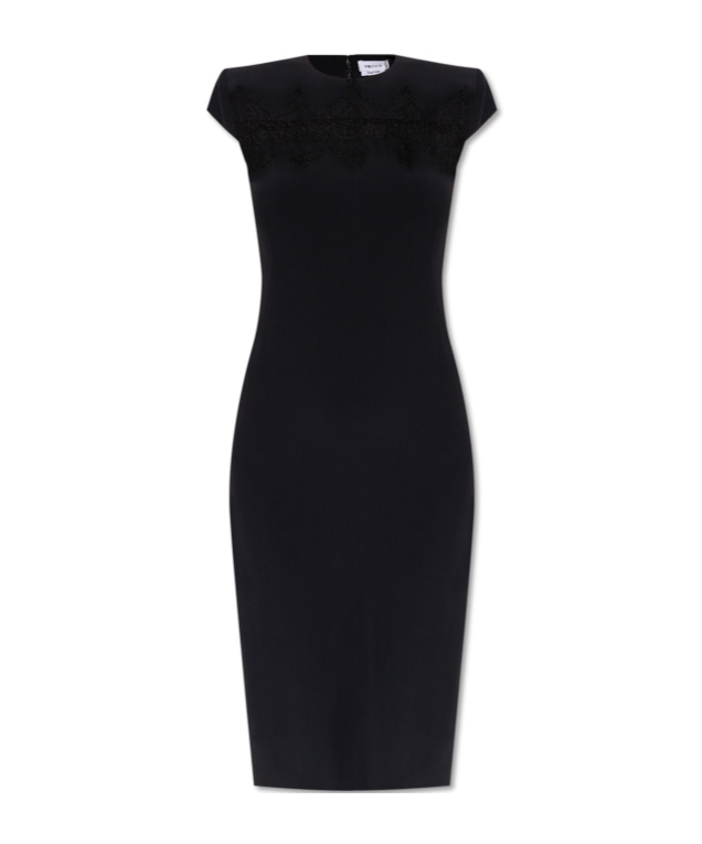 Alexander Mcqueen Cap-sleeve Lace-embroidered Midi Dress In Black