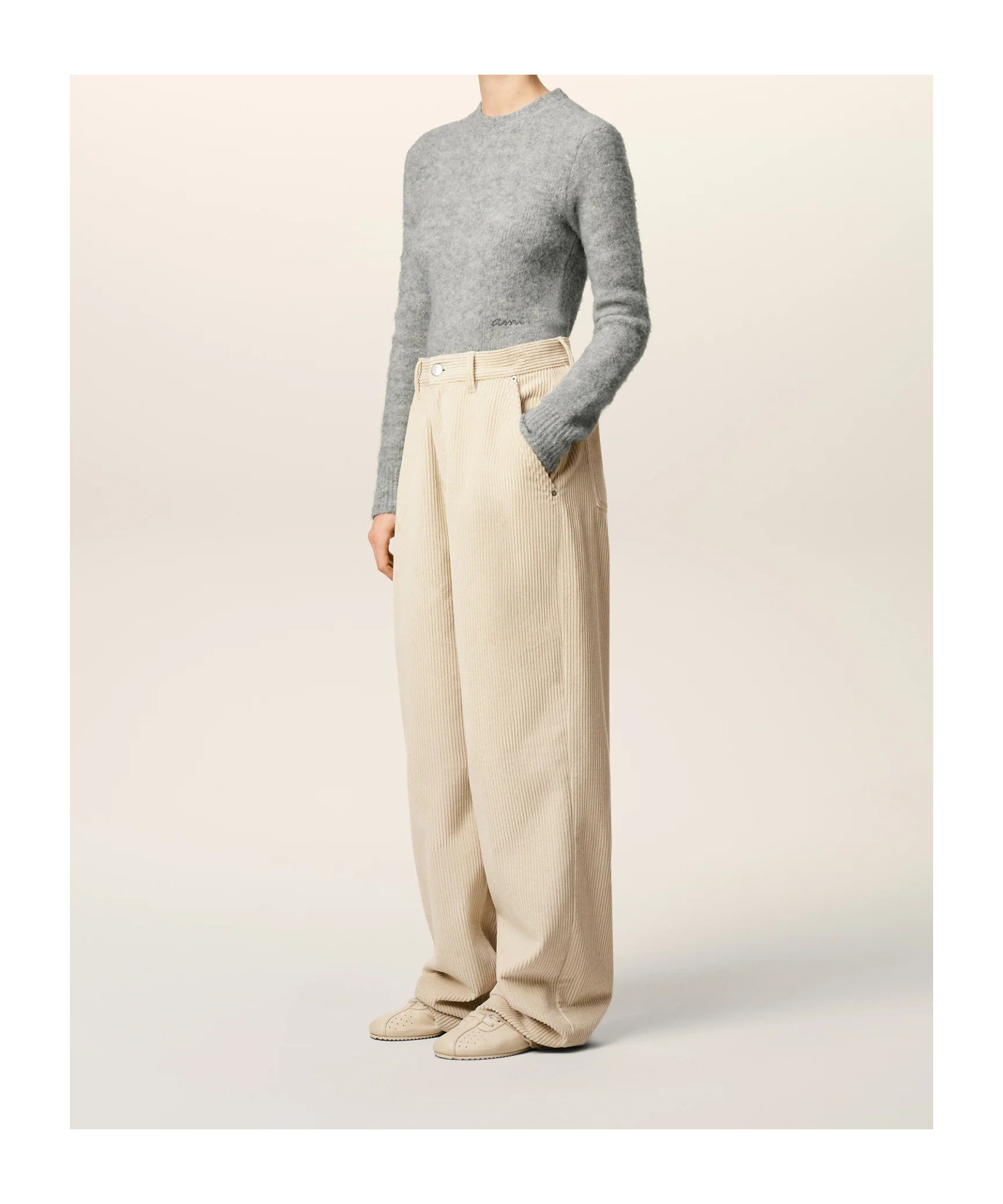 Ami Alexandre Mattiussi Denim Trousers With Belt Loops In Neutral
