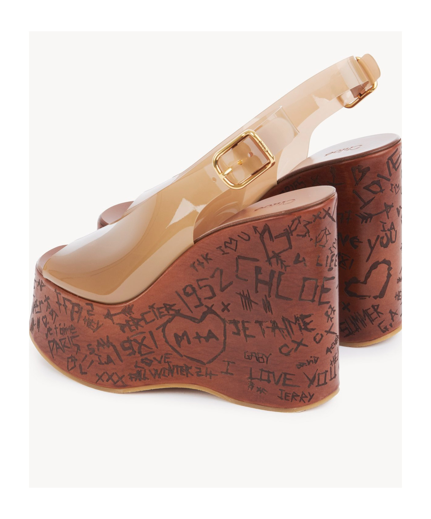 Shop Chloé Round Toe High Heel Sandals In Brown