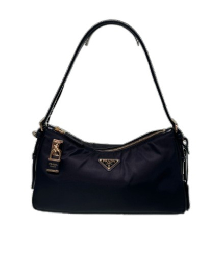 PRADA LARGE RE-NYLON AND LEATHER SHOULDER BAG