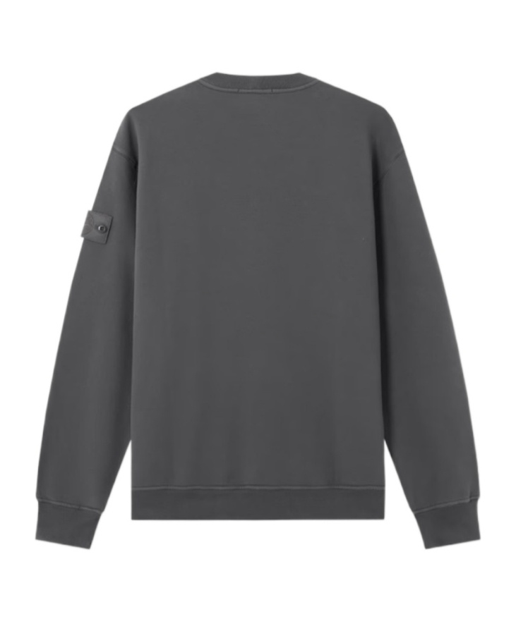 Stone Island Comfort-fit Crewneck Sweatshirt With Ribbed Trims In Gray