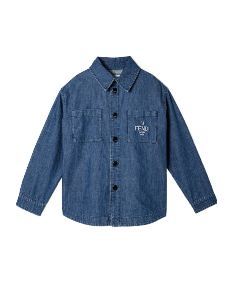 Fendi Lightweight Denim Junior Shirt In Blue