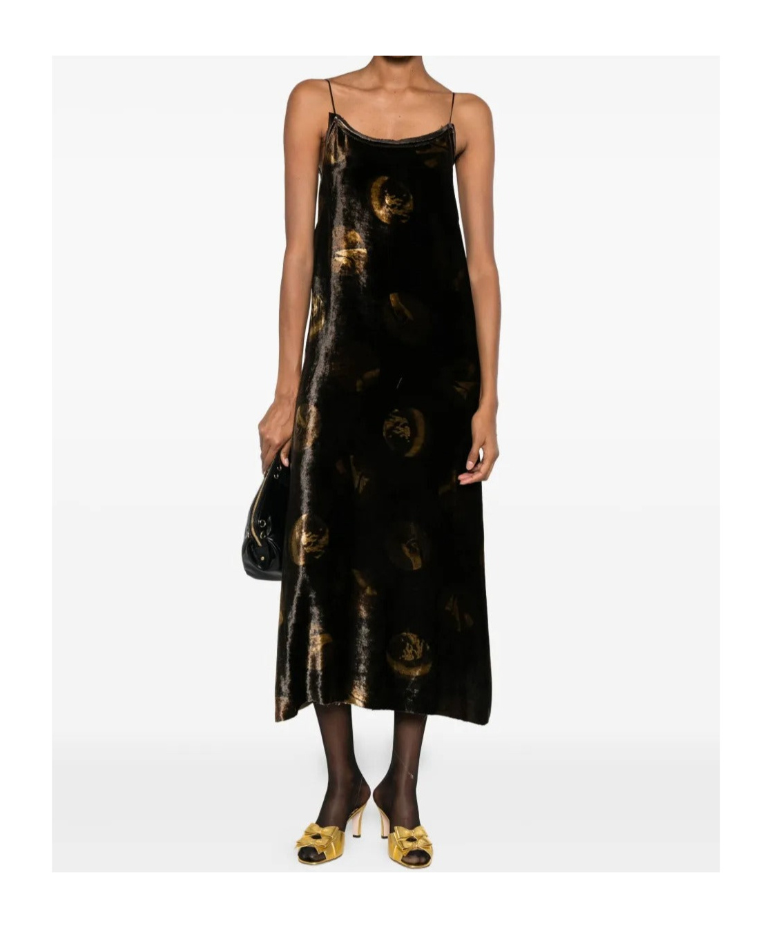 Uma Wang Abstract-pattern Midi Dress In Brown