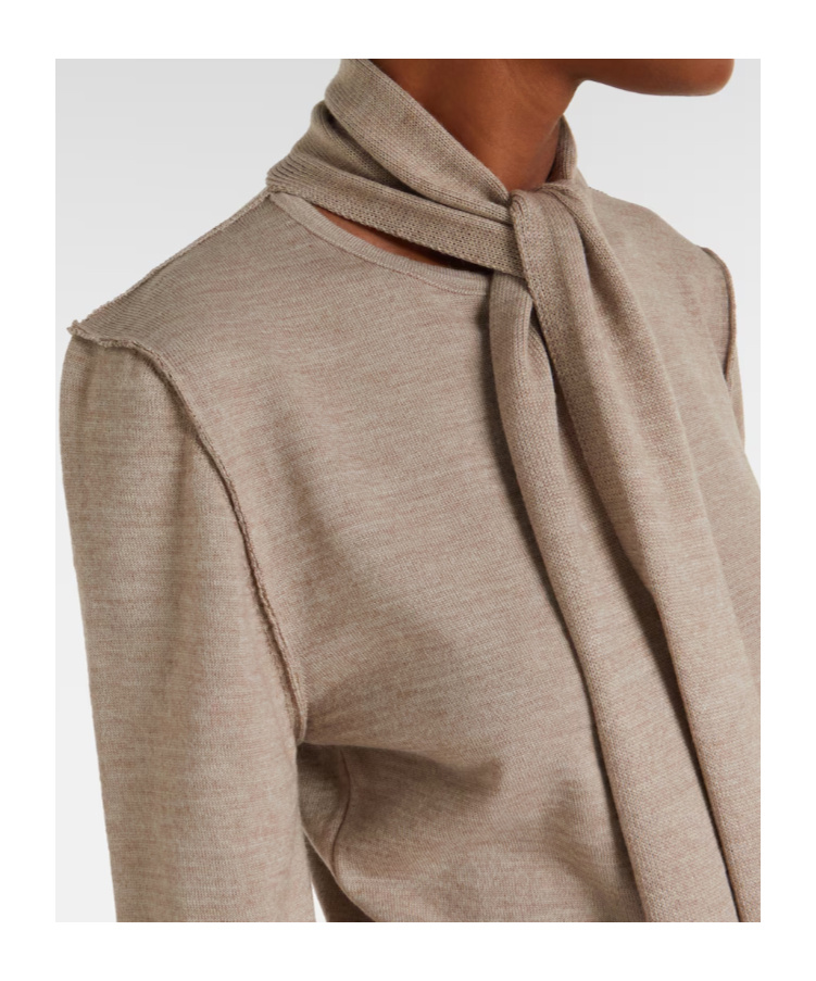 Lemaire Twisted Tie-detail Wool-blend Cardigan In Gray