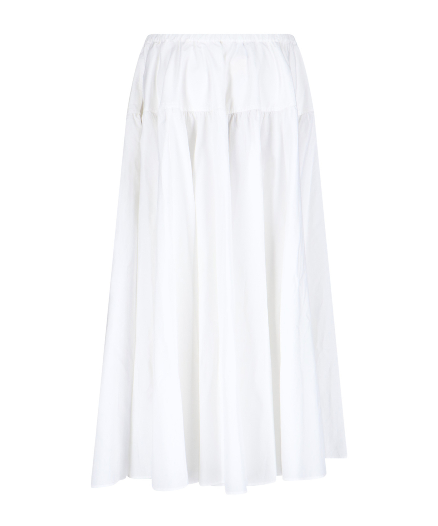 Patou Drawstring Flared Tiered Skirt In White