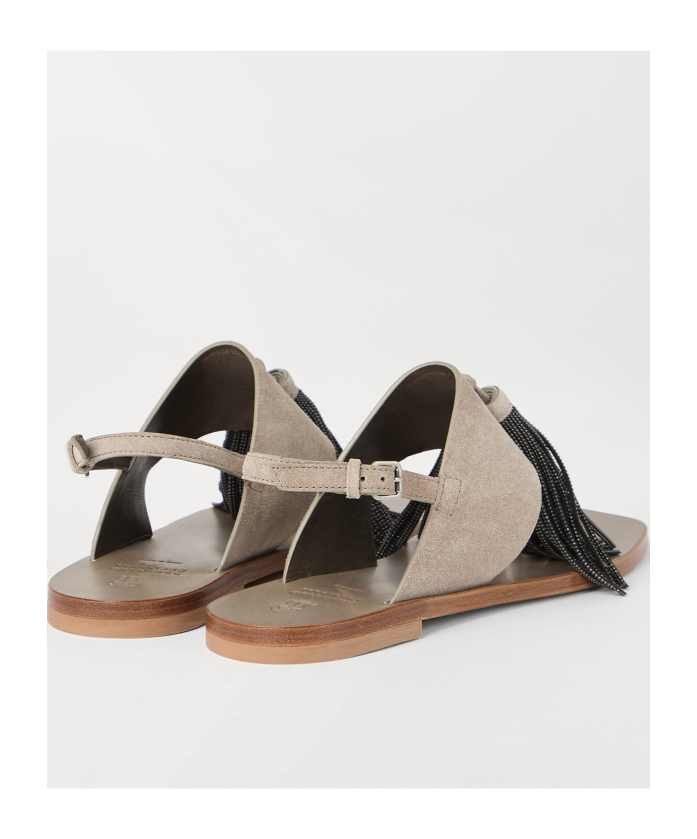 Brunello Cucinelli Chic Tassel Detail Flat Sandals In Nude