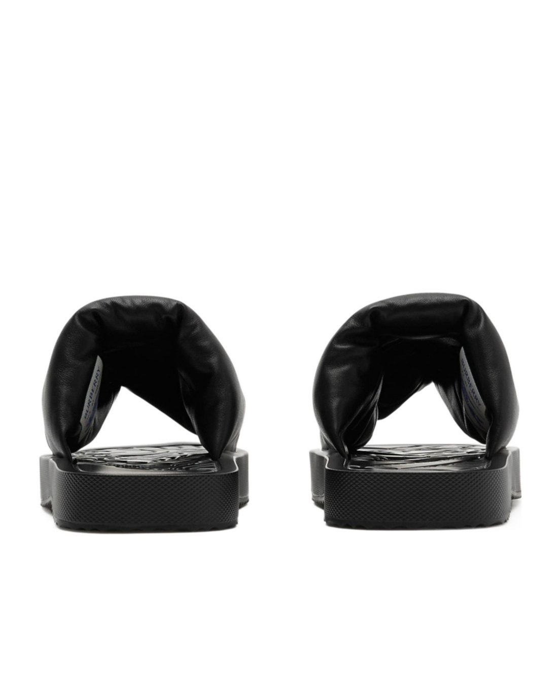Burberry Knight Motif Ekd Slab Leather Slides In Black