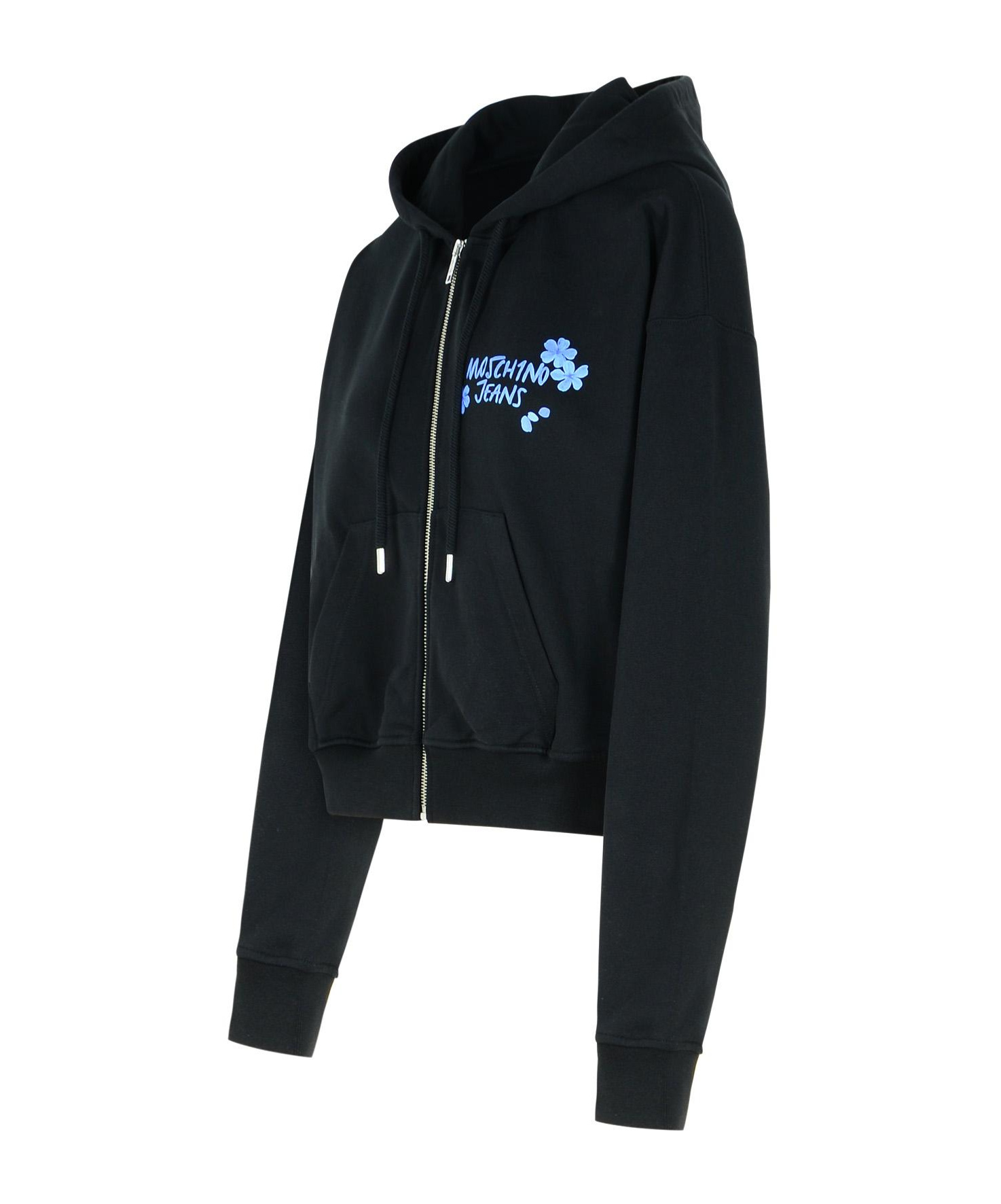 Moschino Long-sleeved Zipper Sweatshirt In Black